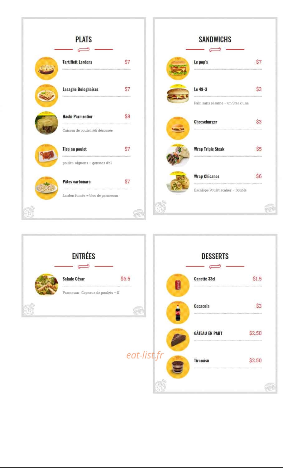 Papi'Plat — carte page 1