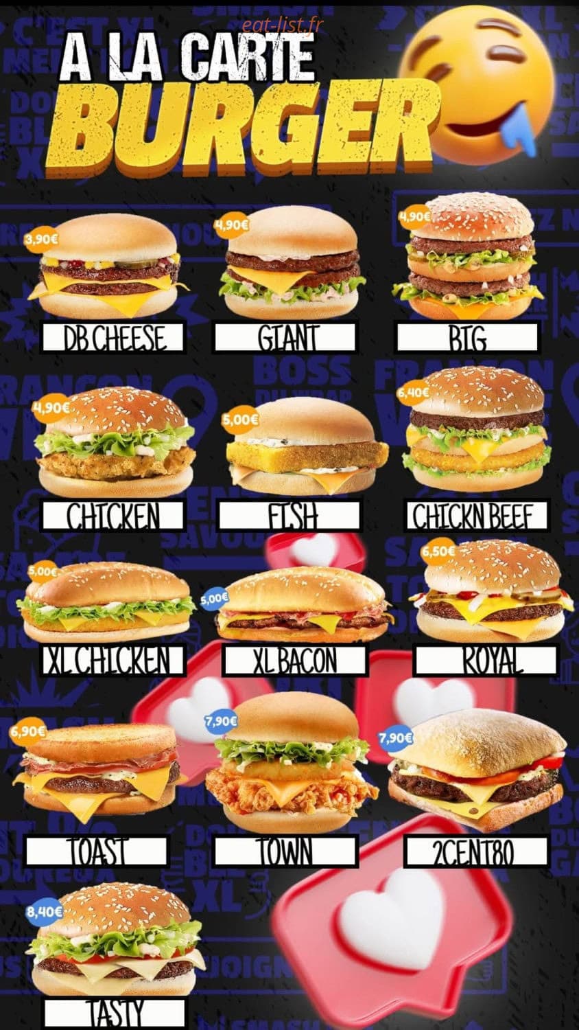 Xl burger — carte page 1