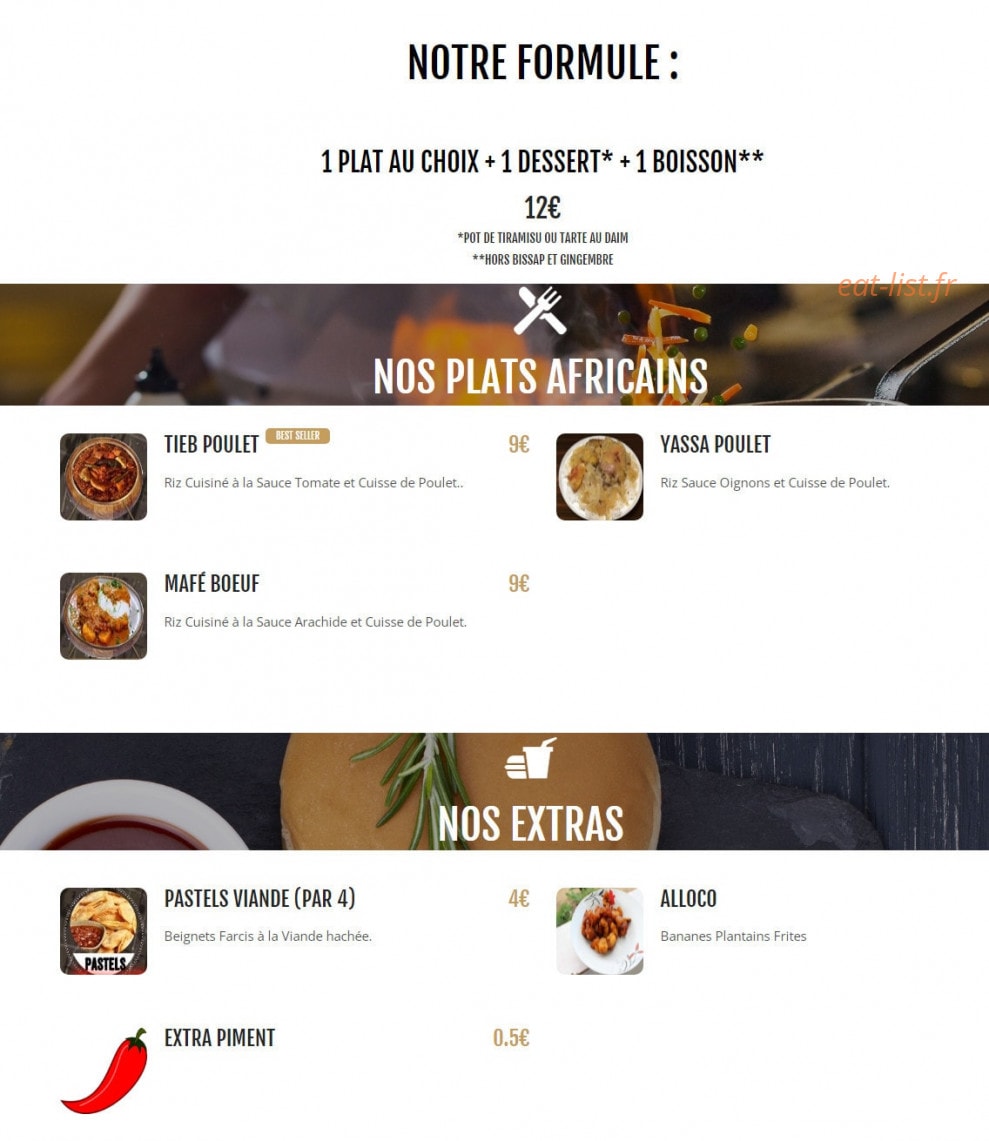 Africa night — carte page 1