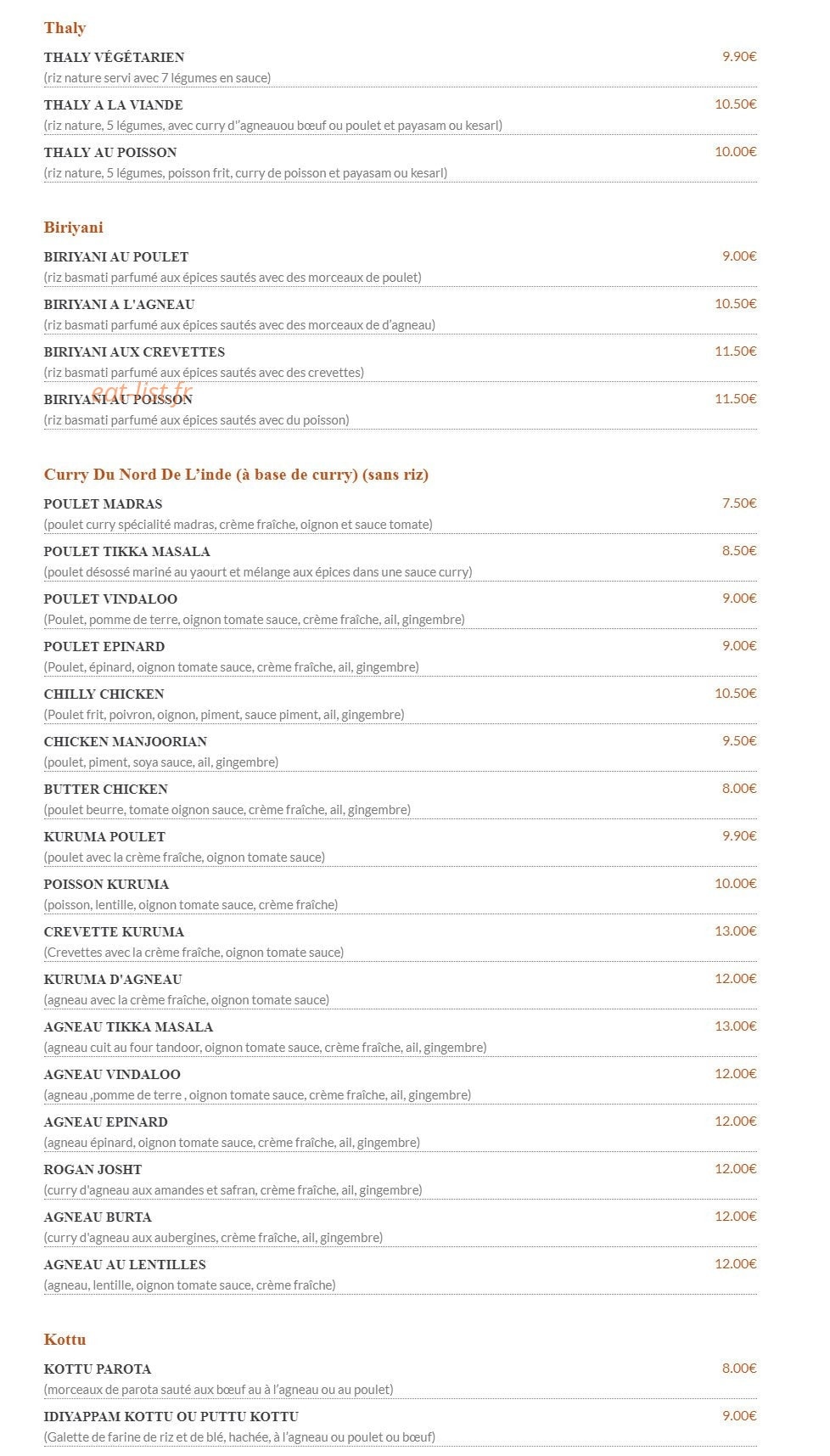 Coffee India — carte page 2
