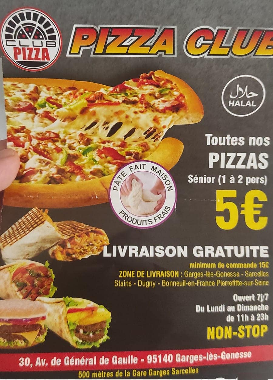 Pizza Club — carte page 1