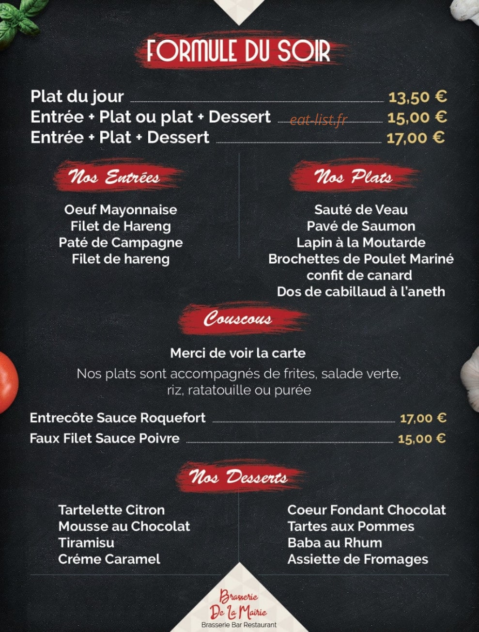 Brasserie de la Mairie — carte page 2