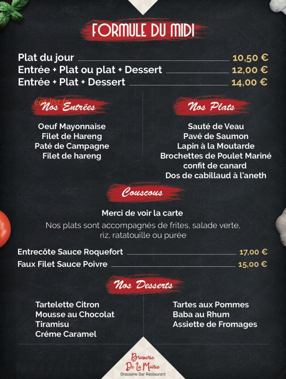 Brasserie de la Mairie — carte page 1
