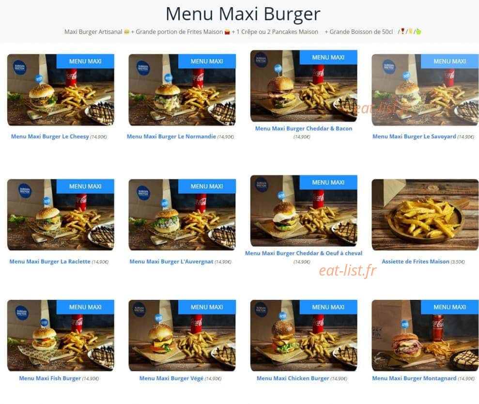 Burger Breton Taverny — carte page 1
