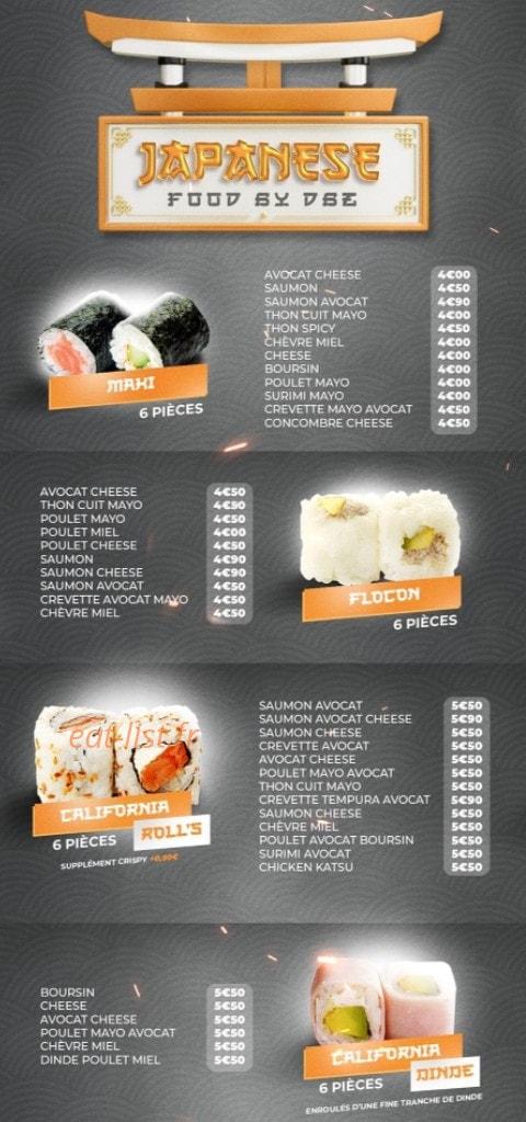 DBZ Sushi — carte page 3