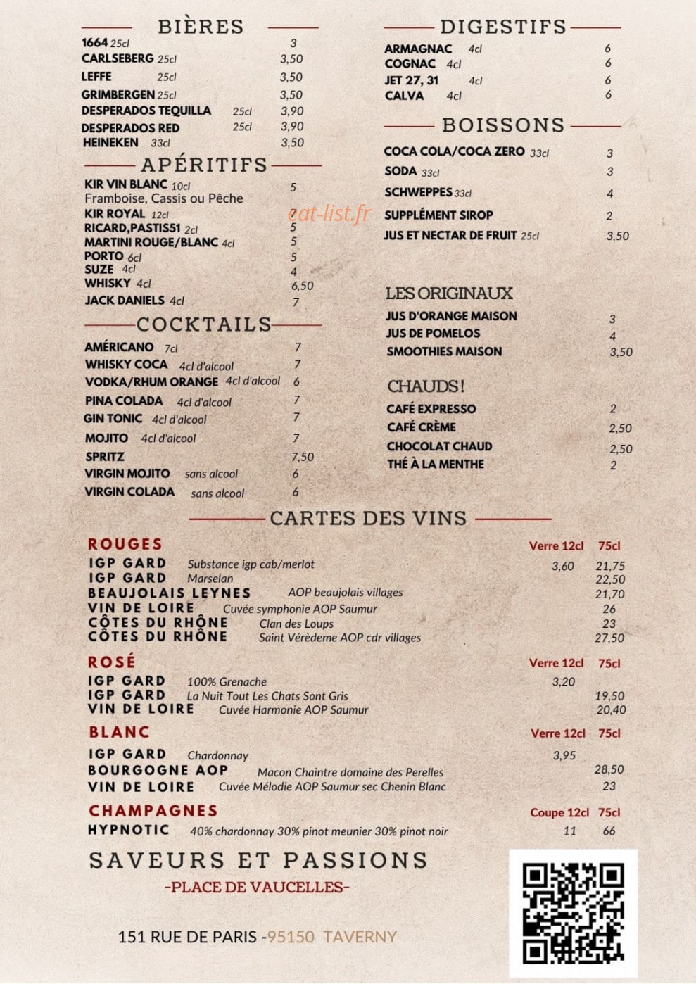 Saveurs et Passions — carte page 2