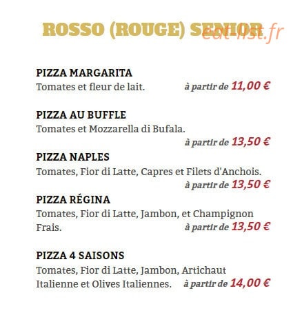 La Pizza — carte page 1