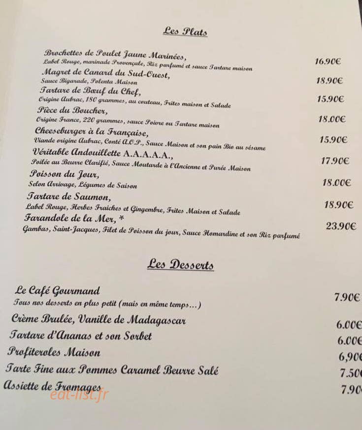 Restaurant L'Etoile — carte page 2