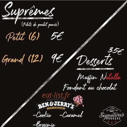 Signature Burgers — carte page 3