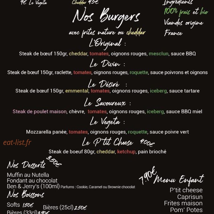 Signature Burgers — carte page 1