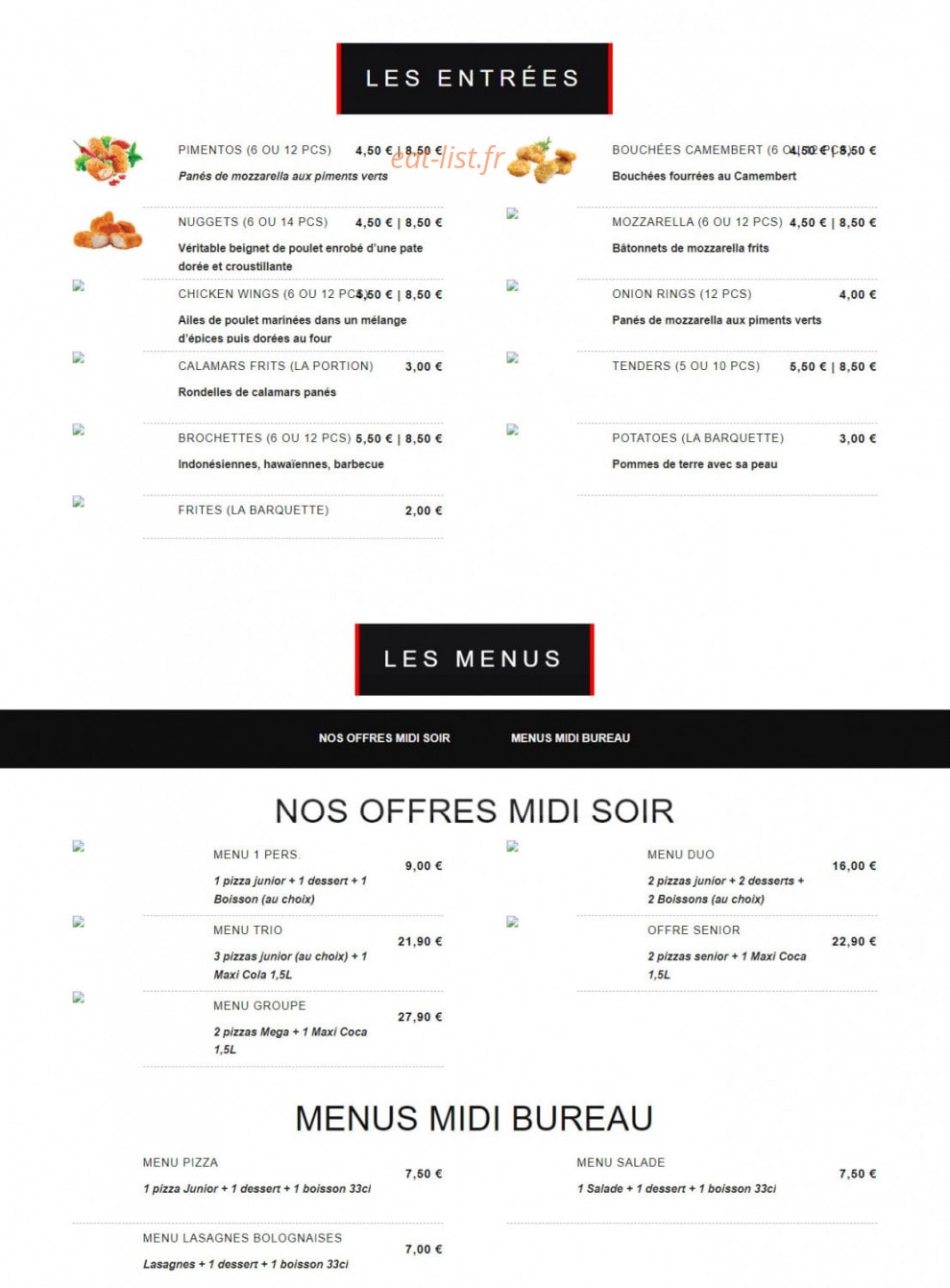 First Pizza 95 — carte page 2