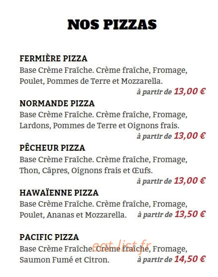 Fuego Pizza — carte page 1