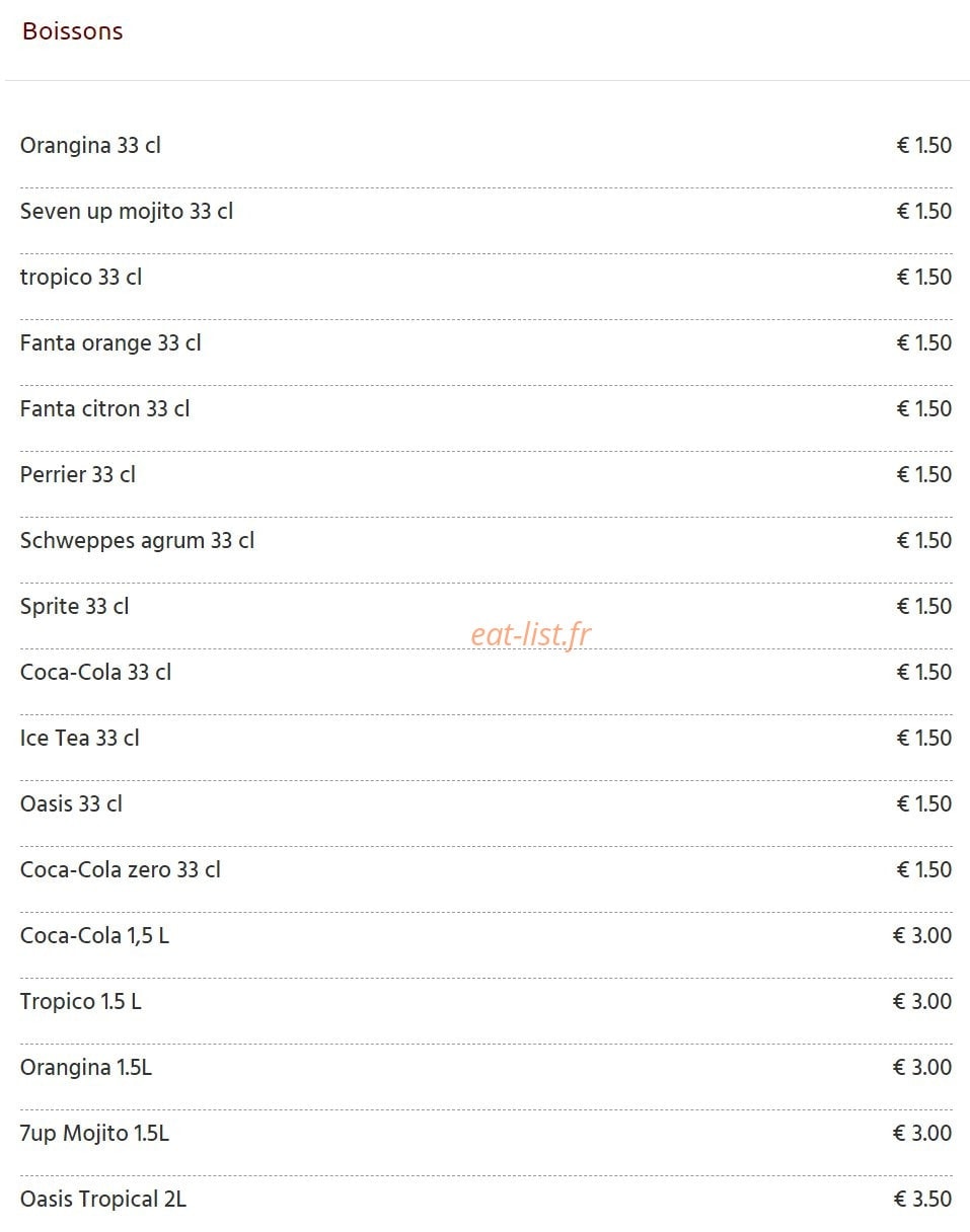 Carte et menu de Sushi Thai Wok à Deuil la Barre — Les boissons