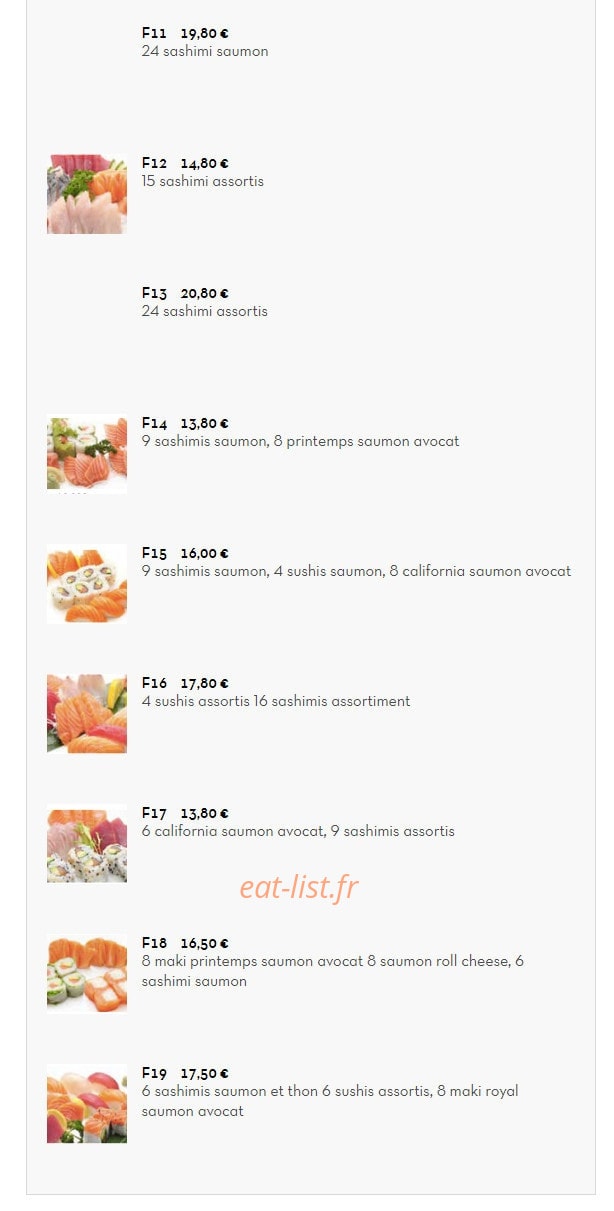 Carte et menu de Sushi tokyo à Deuil la Barre — Menus suite