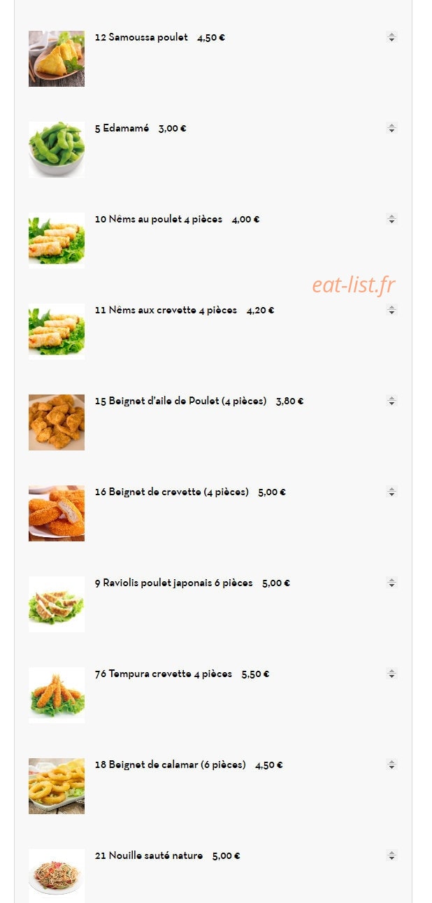 Carte et menu de Sushi tokyo à Deuil la Barre — Plats