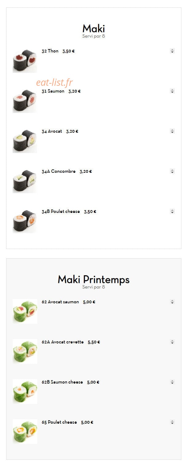 Carte et menu de Sushi tokyo à Deuil la Barre — Maki et maki printemps