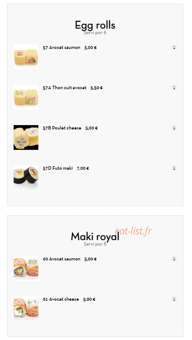 Carte et menu de Sushi tokyo à Deuil la Barre — Egg rools et maki royal