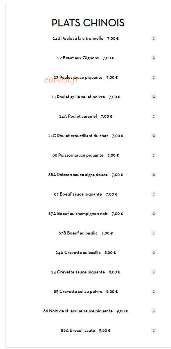Carte et menu de Sushi tokyo à Deuil la Barre — Plats chinois