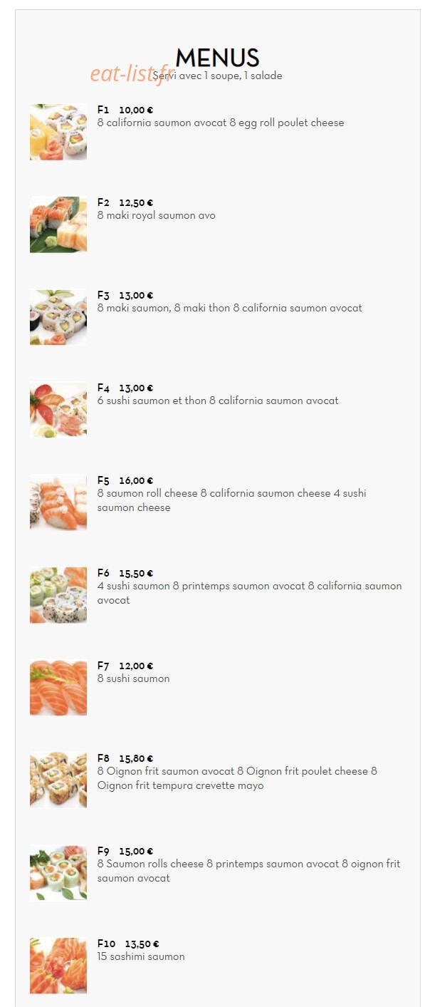 Carte et menu de Sushi tokyo à Deuil la Barre — Menus