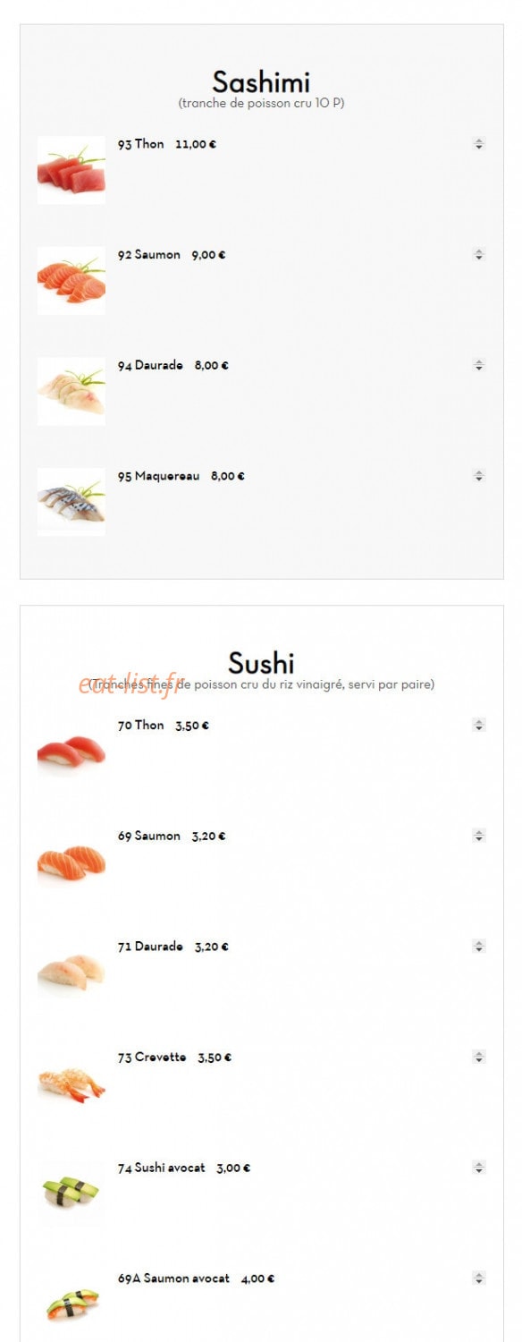 Carte et menu de Sushi tokyo à Deuil la Barre — Sashimi et sushi