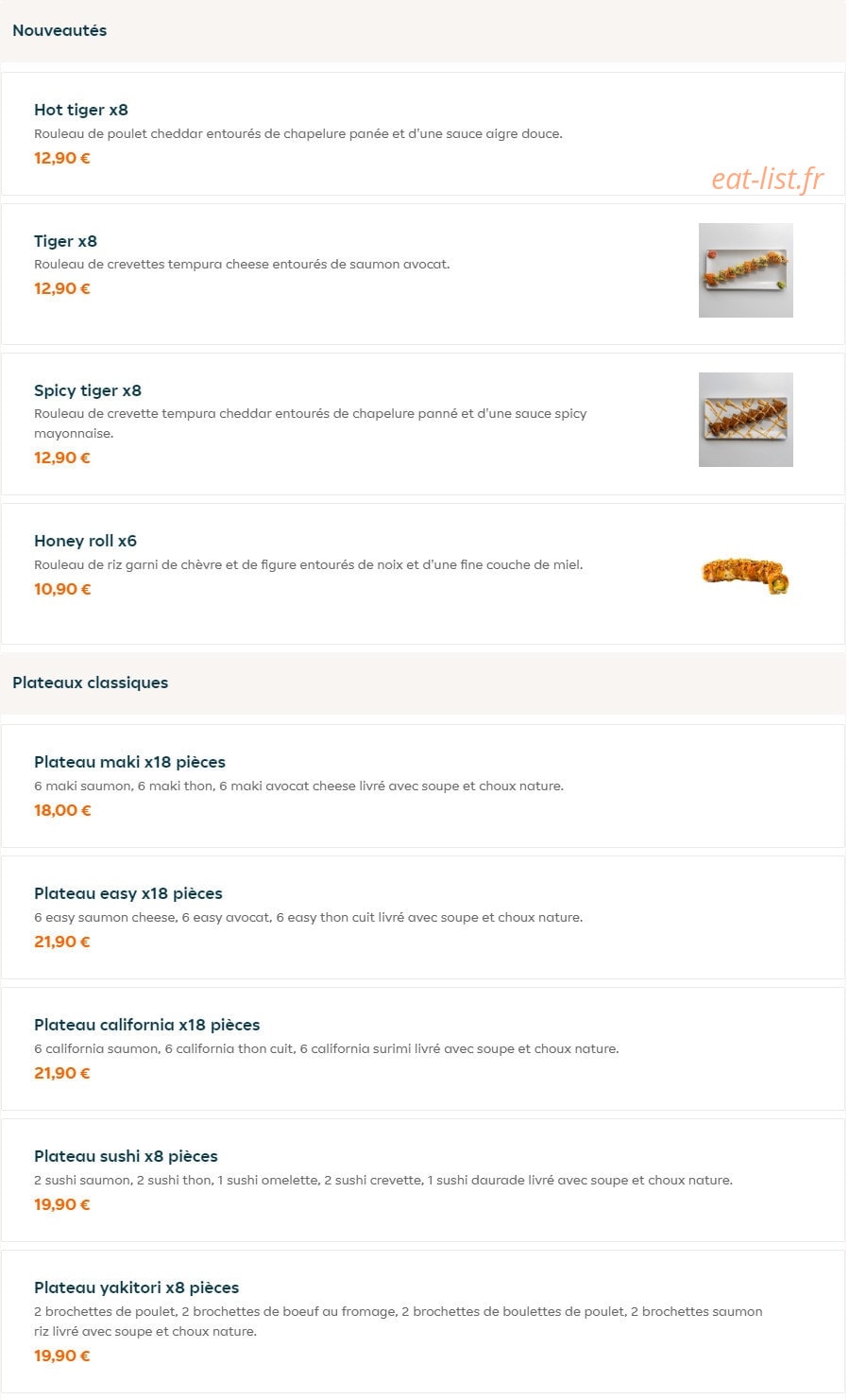 Sushi Wan — carte page 4