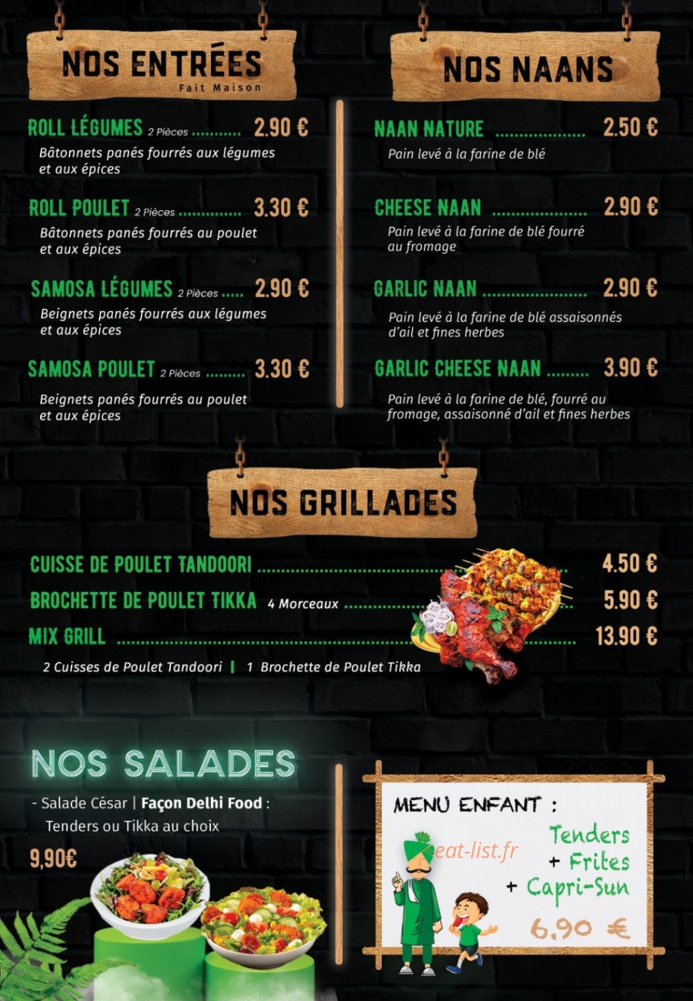 Delhi Food — carte page 1