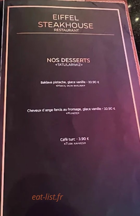Eiffel steakhouse — carte page 2