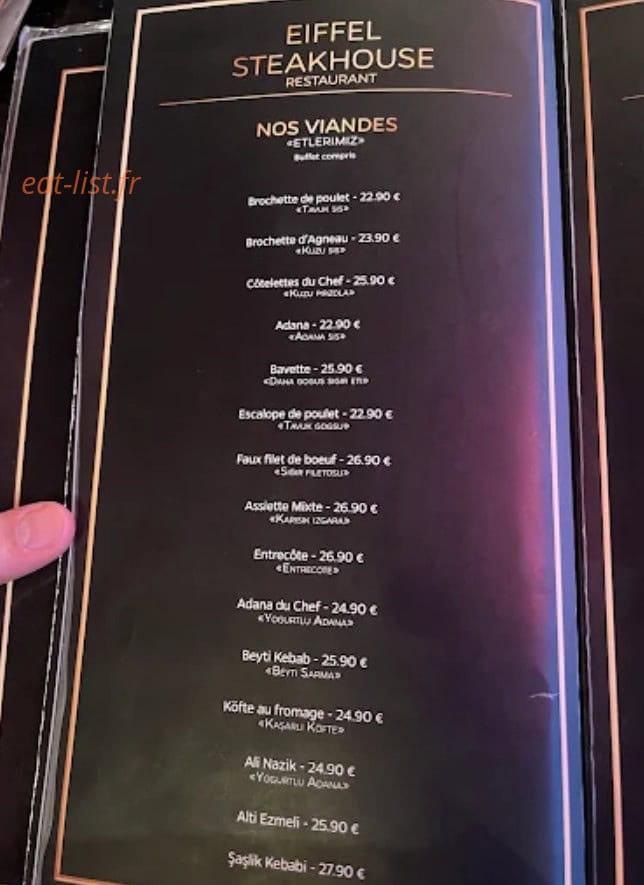 Eiffel steakhouse — carte page 3