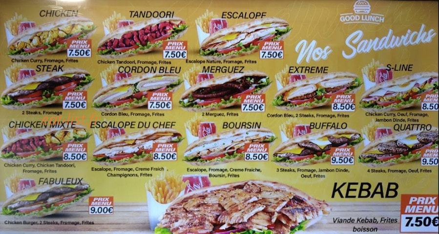 Good Lunch — carte page 1