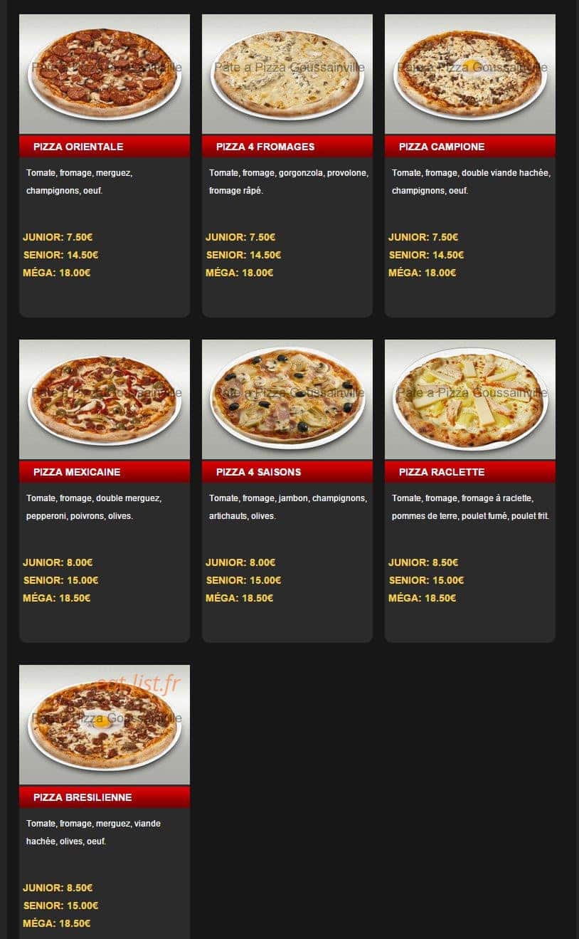 La Pâte à Pizza — carte page 4