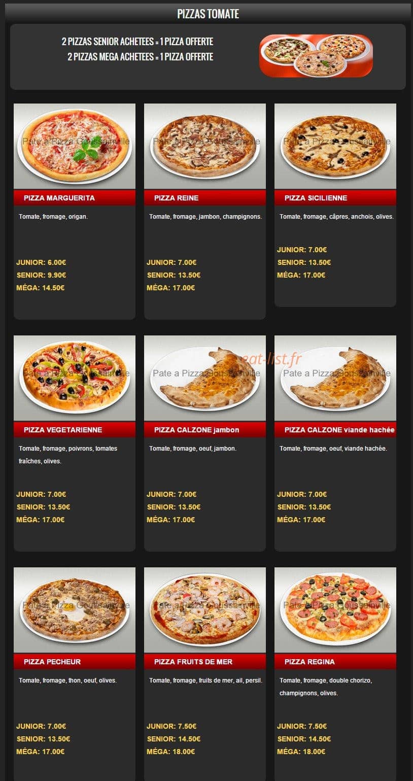 La Pâte à Pizza — carte page 3