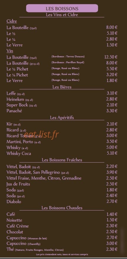 Sucré-Salé — carte page 6