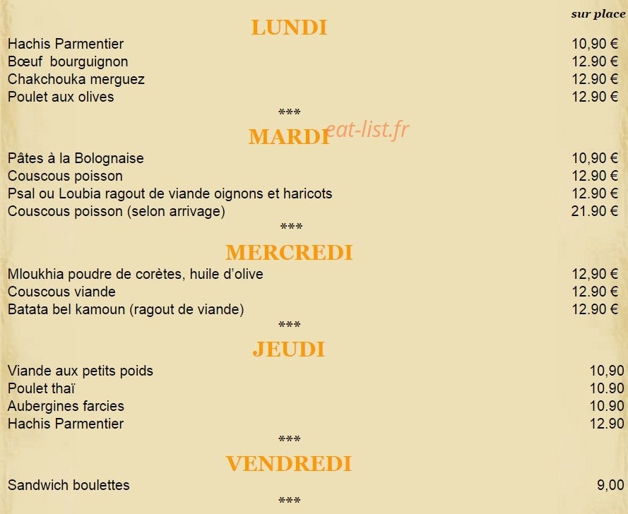 Chez Yonathan — carte page 1