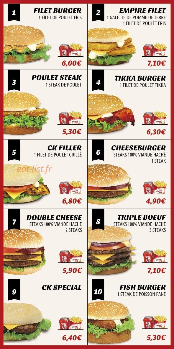 Chicken's king — carte page 2