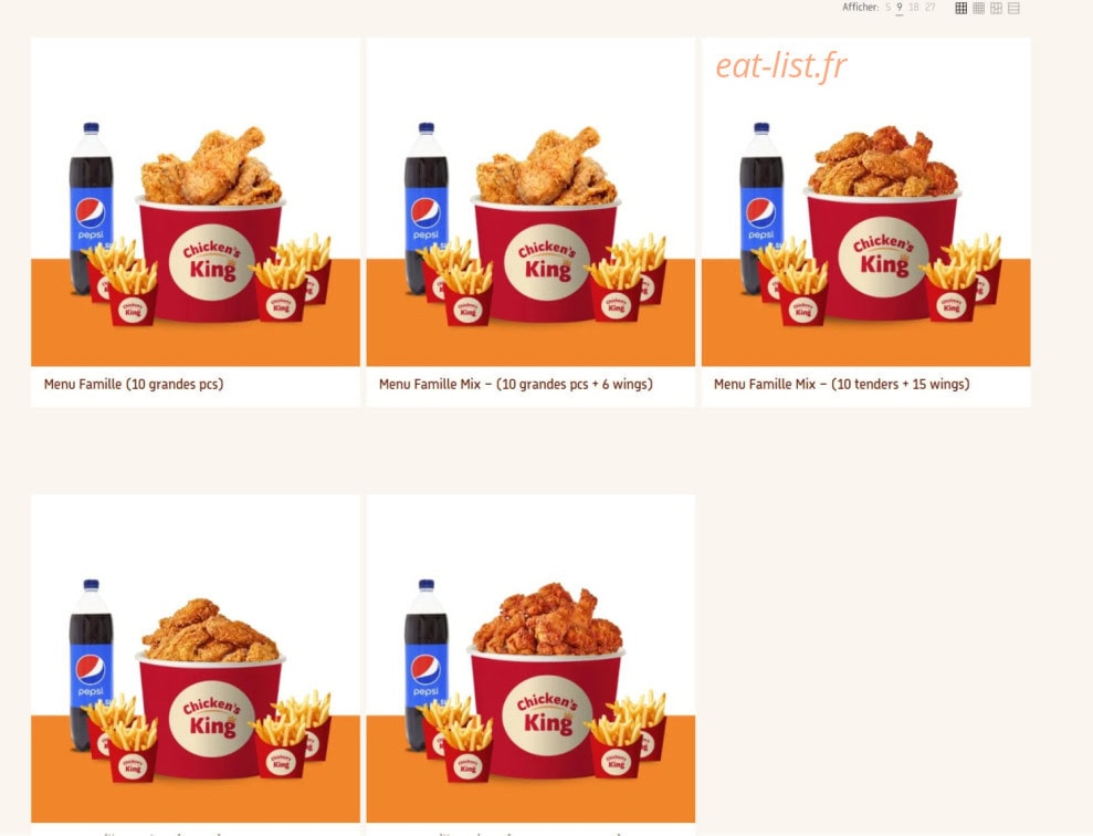 Chicken's King — carte page 8