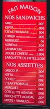 Fast food du village — carte page 1