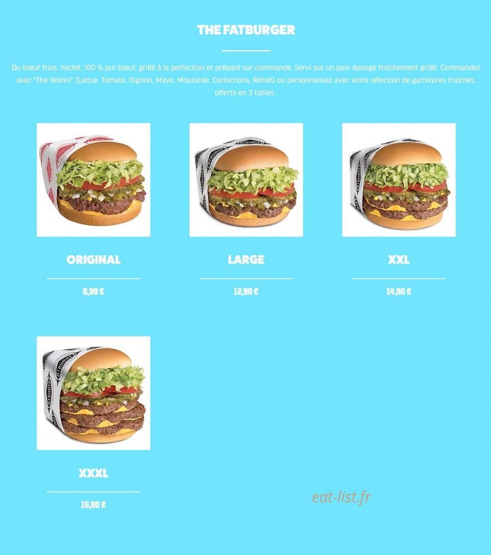 Fatburger — carte page 1