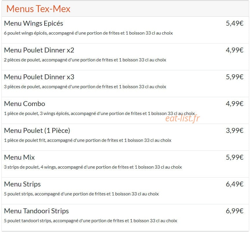 Maxin Chicken — carte page 5