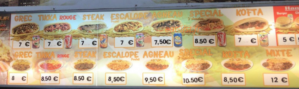 MG Fast Food — carte page 1