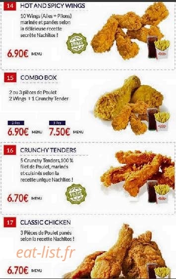 Nachitos Chicken — carte page 1