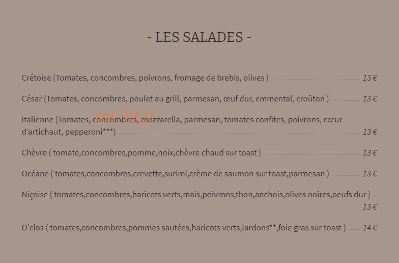 O'clos — carte page 2