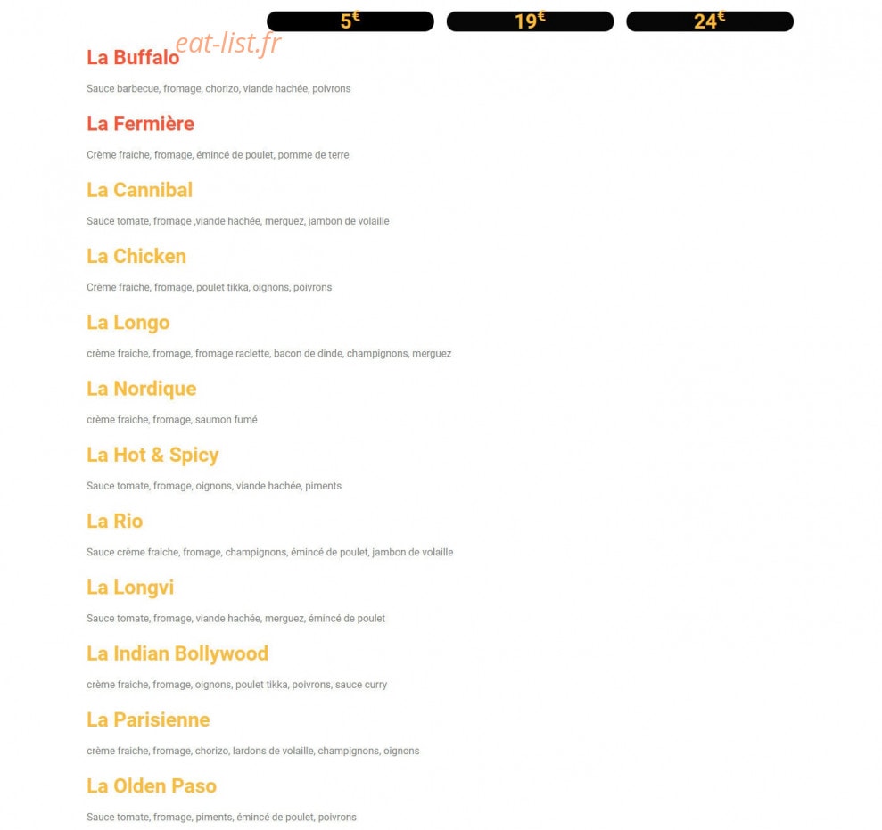 Pizza Longvi — carte page 2