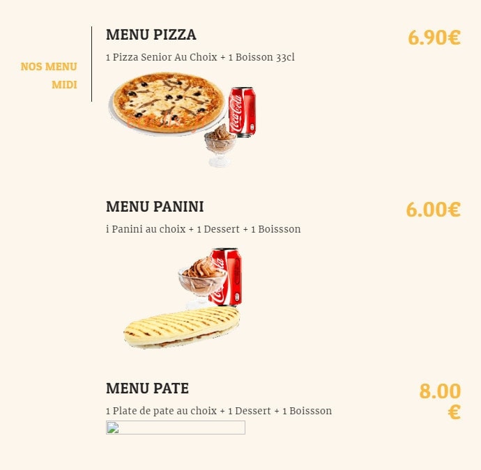 Pizza Place — carte page 15