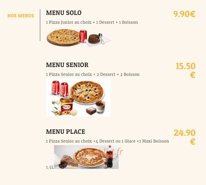 Pizza Place — carte page 14