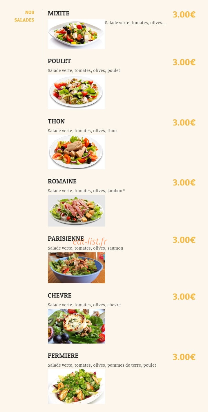 Pizza Place — carte page 4