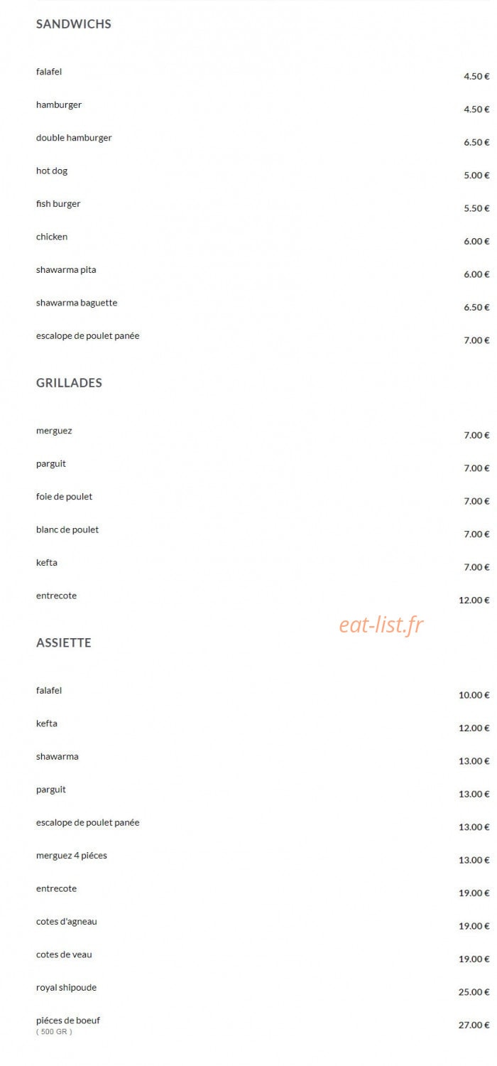 Shipoudei Burger — carte page 1