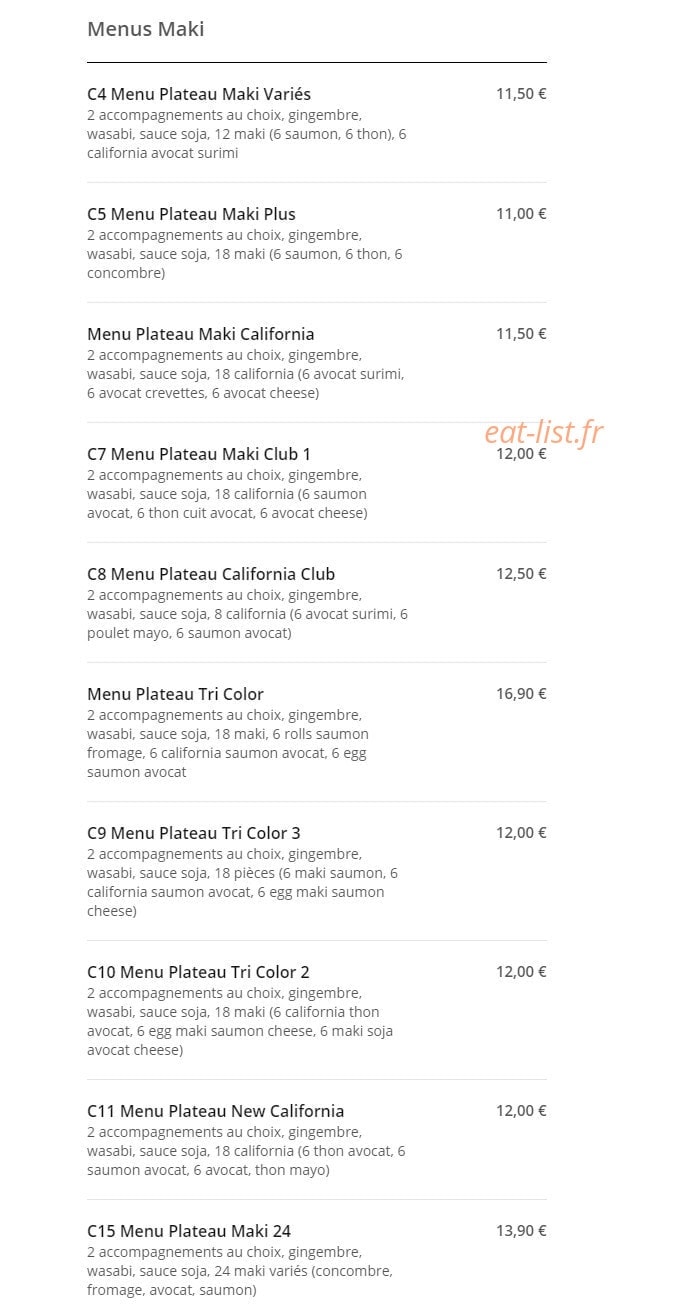 Sushi B & Y — carte page 4