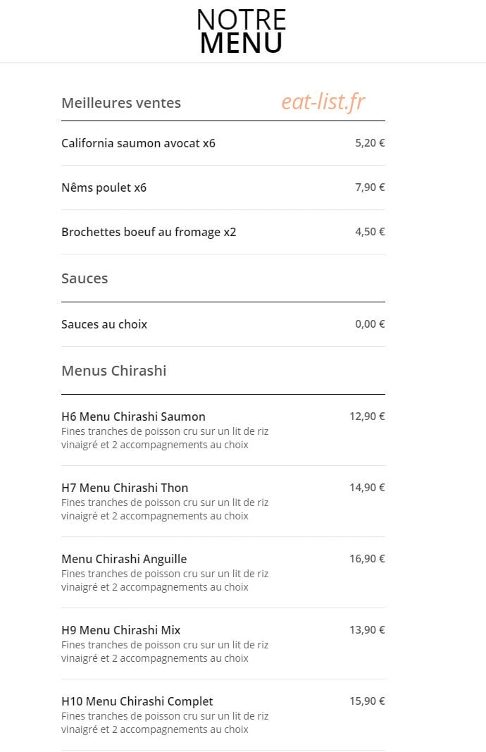 Sushi B & Y — carte page 2