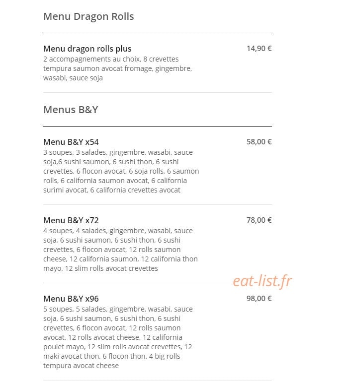 Sushi B & Y — carte page 7
