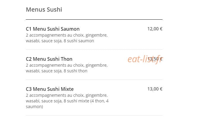 Sushi B & Y — carte page 3